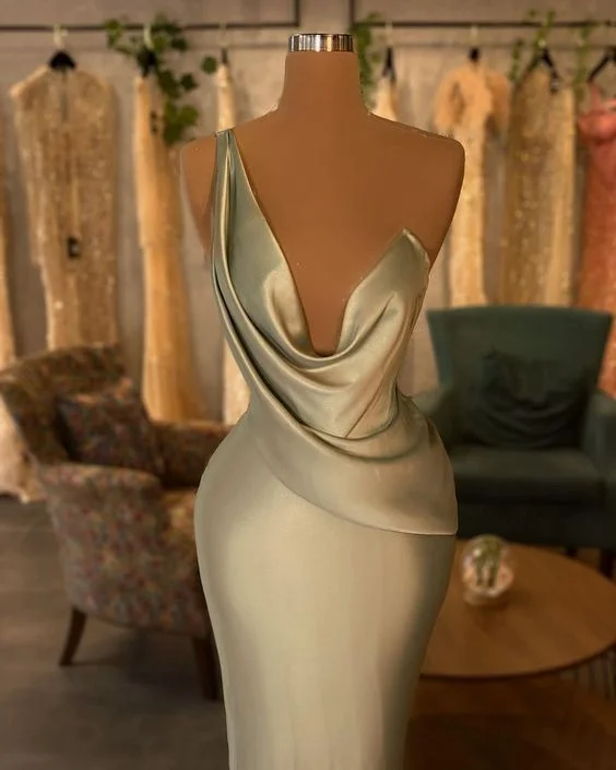 Limited-Time Offer Sage Green Silk Satin Evening Dress,Elegant Long Prom Gown , Reception Dress Y736