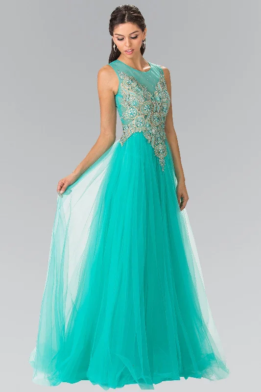 Trend Alert Sleeveless Bead Embroidered Illusion Dress by Elizabeth K GL2317