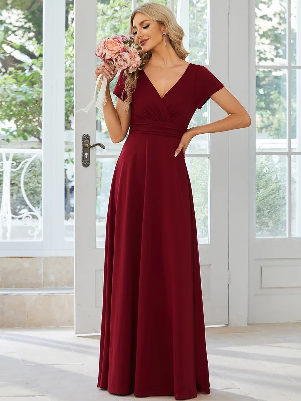 Elevate Your Wardrobe V Neck A Line Ruched Wholesale Bridesmaid Dresses