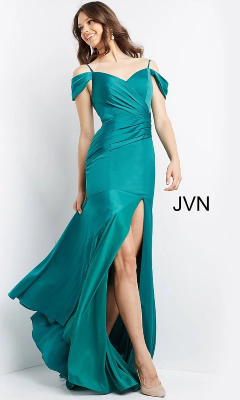 Now On Sale For Chic Urban Styles JVN by Jovani Pleated Satin Prom Dress JVN08414