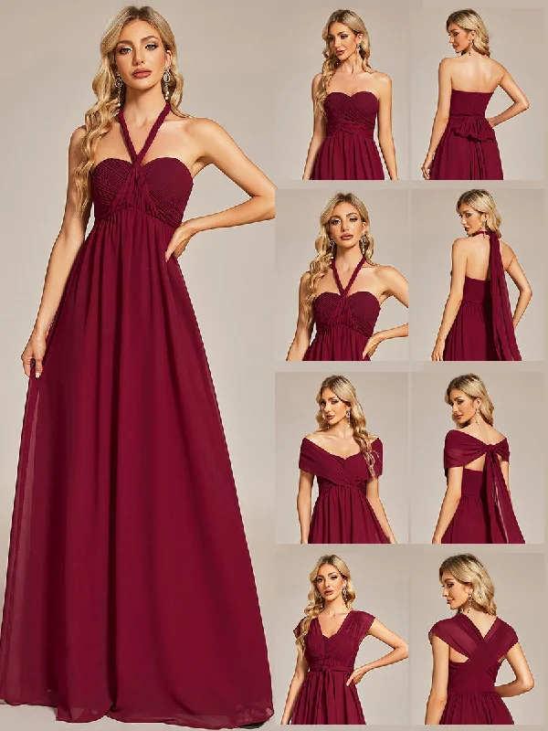 Holiday Sale A-Line Chiffon Floor Length Wholesale Bridesmaid Dresses