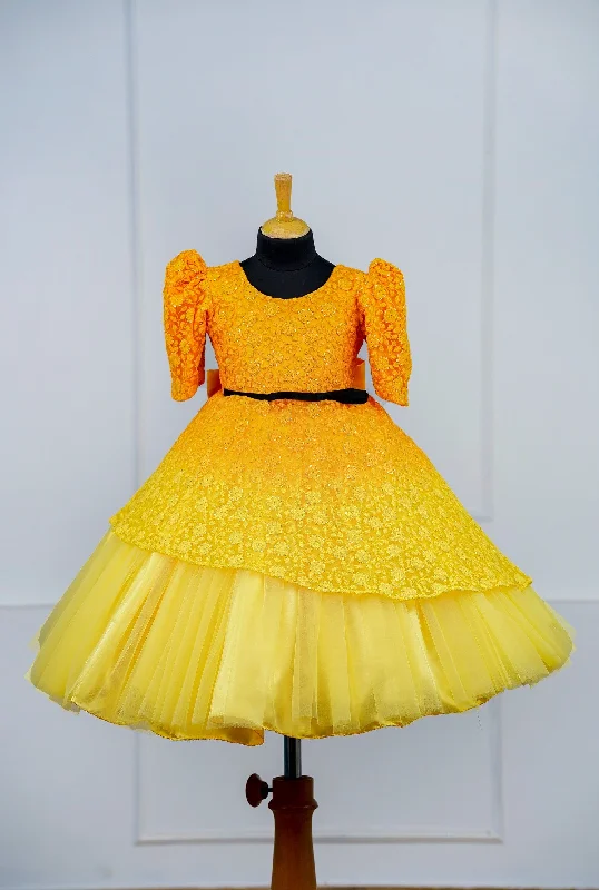 Early Access To Art Deco Styles Sale Pre-Order: Yellow color gradient embroidery gown