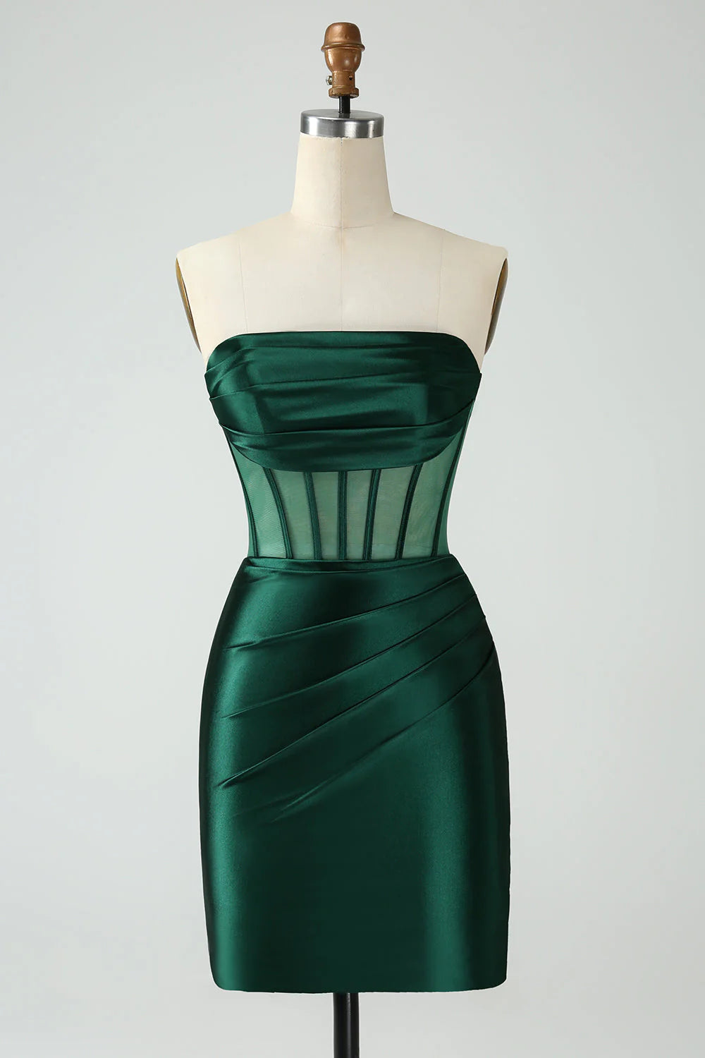 Chic Outfits Amzcw Dark Green Bodycon Strapless Corset Short Homecoming Dress