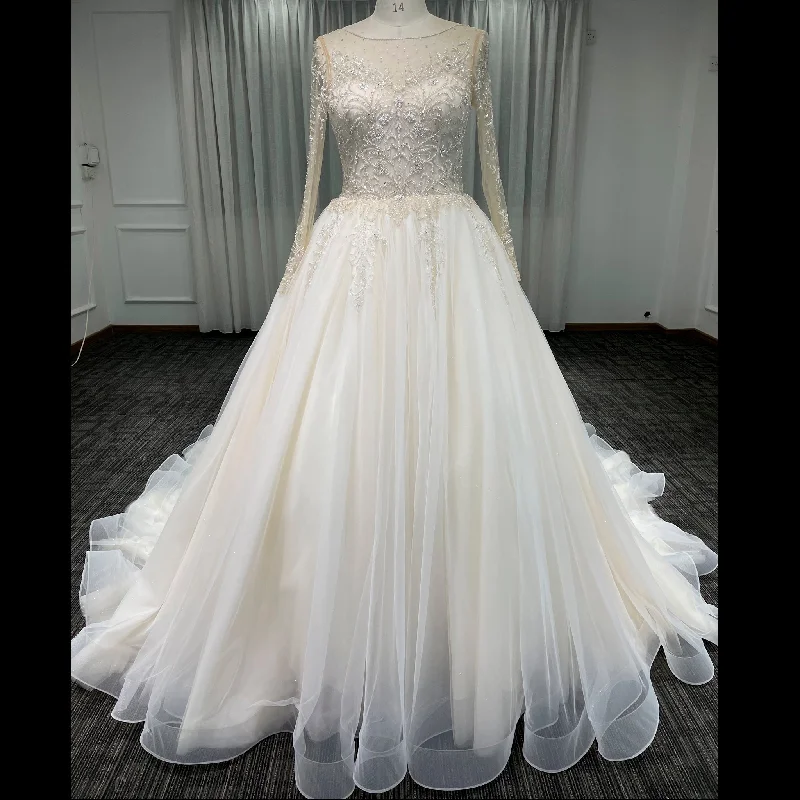 Limited-Time Offer A Line Sheer Sleeves Wedding Dresses & Gowns