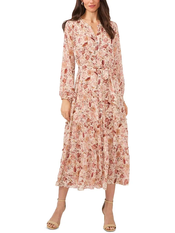 Pastel Styles Womens Daytime Floral Print Midi Dress