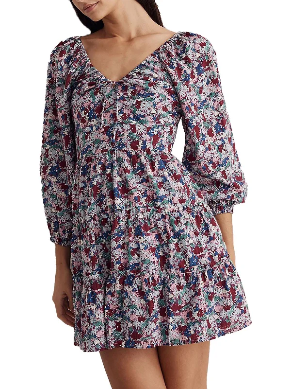 Limited - Edition Drops Womens Floral Tiered Mini Dress