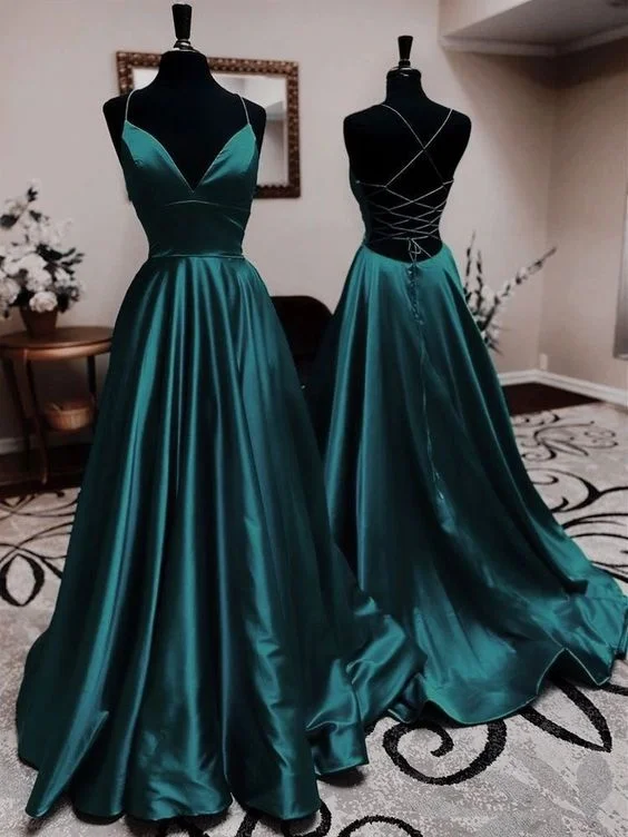 Season Sale Spaghetti Straps Satin Long Party Dresses, Women's Evening Dress, Elegant Dresses For Women Y668