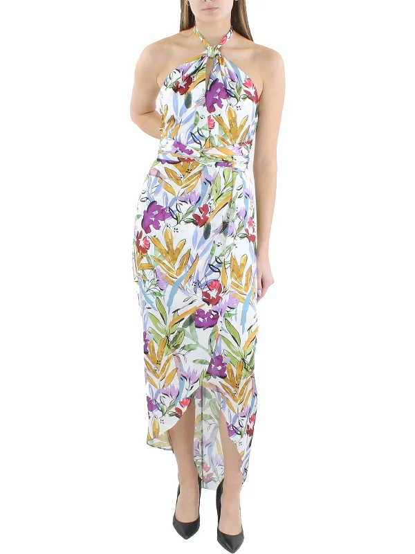 Coastal Beach - Inspired Style Womens Floral Halter Evening Dress