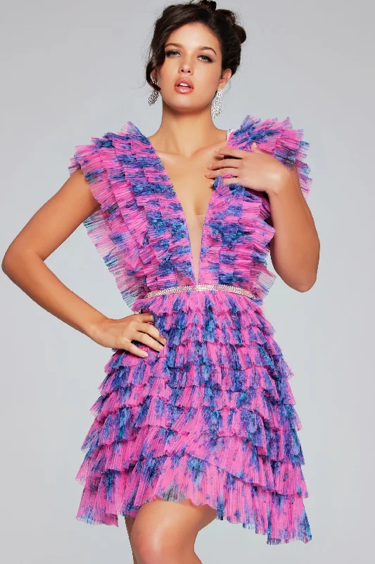 Best-Sellers Ruffled Short Sleeveless A-line Dress by Jovani 50069