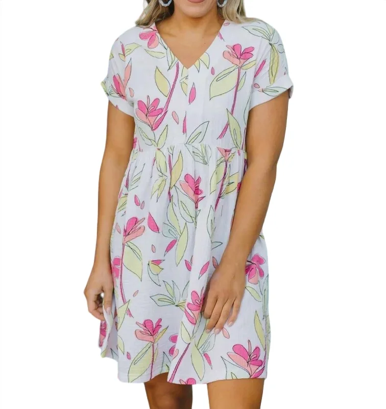 Save On Classic Elegant Styles Harper Fab Floral Dress In White Print