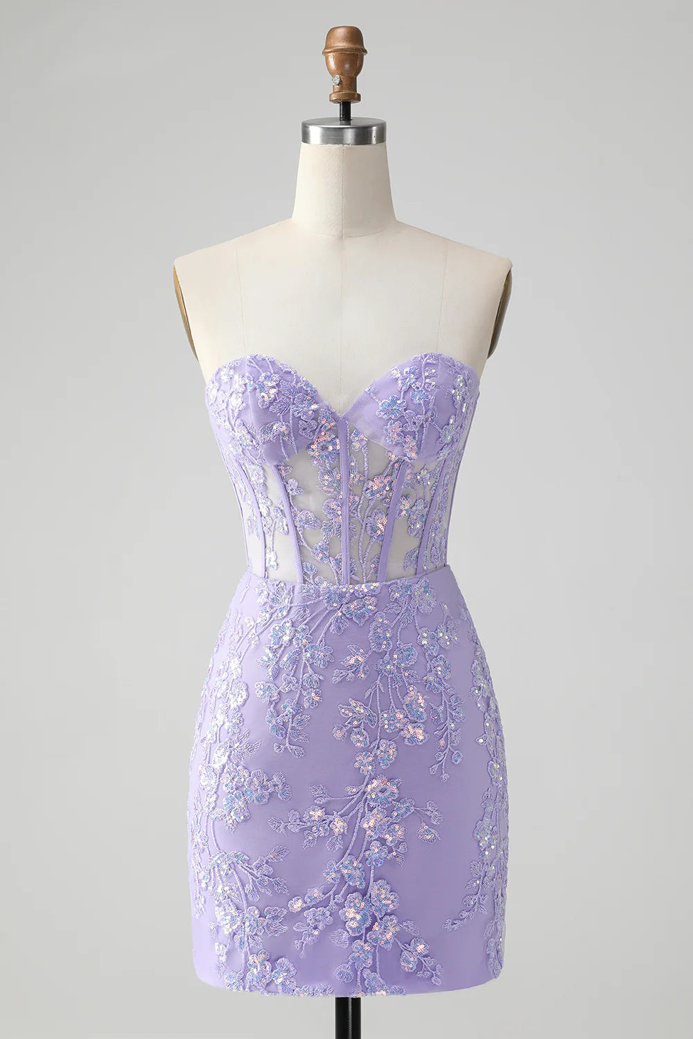 Big Savings Amzcw Classy Lilac Bodycon Sweetheart Corset Short Homecoming Dress with Sequins