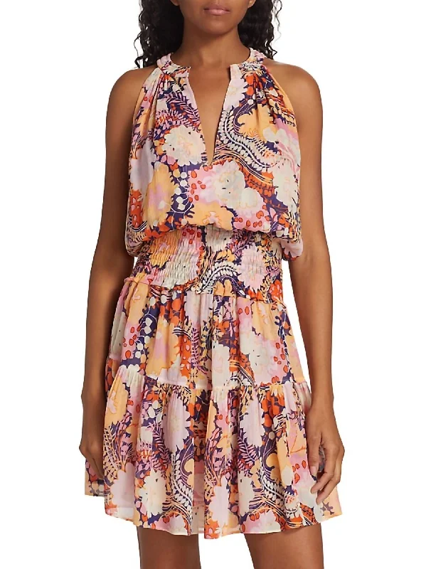 Fashion Forward Courtney Floral Silk Minidress In Midnight Rose Multi