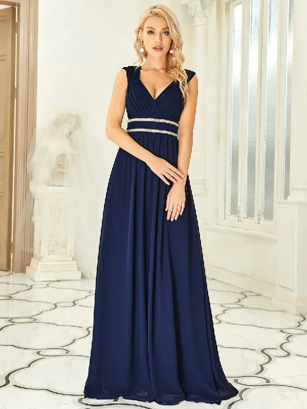 Exclusive Discount Sleeveless Floor Length V Neck Wholesale Bridesmaid dresses