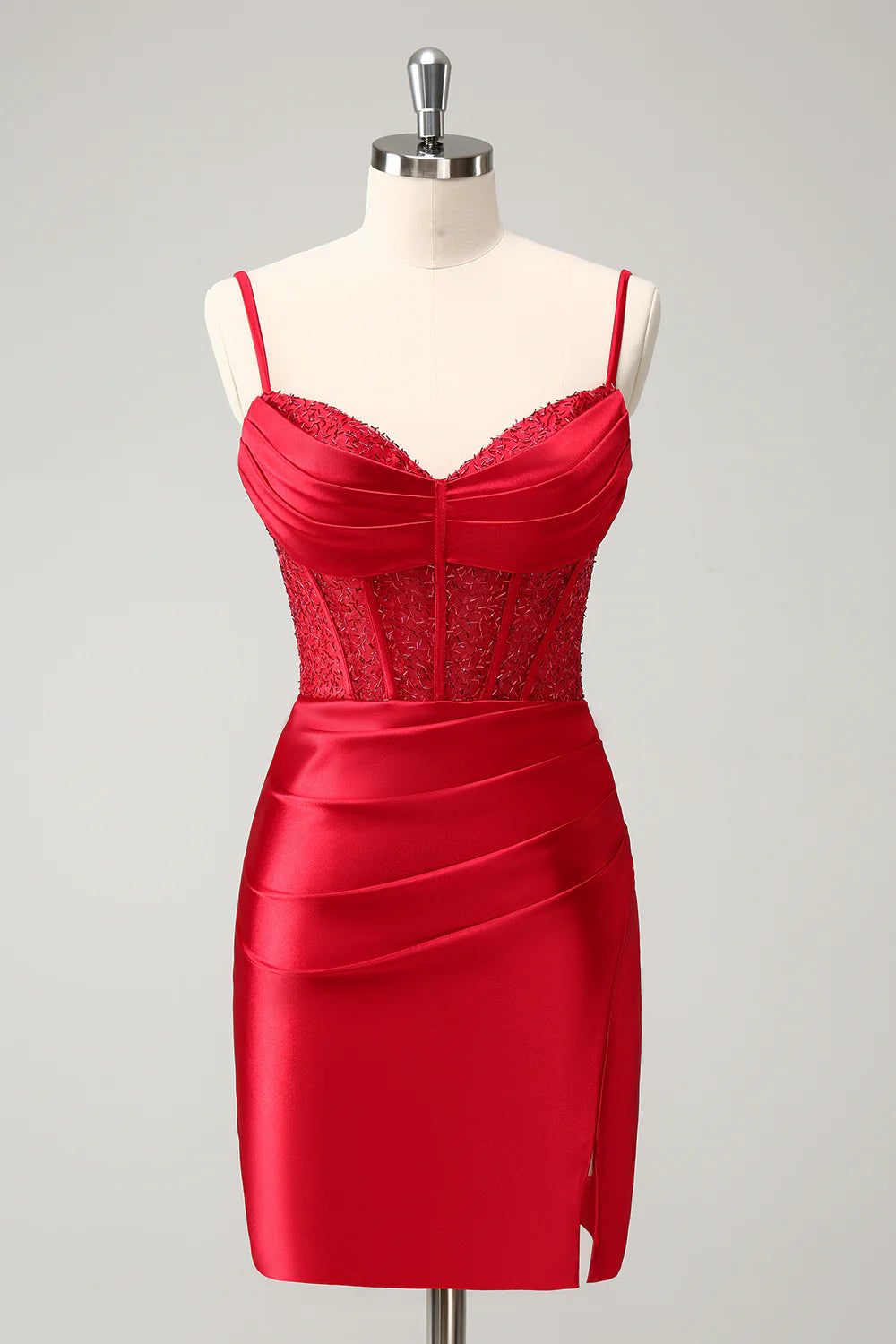 Wardrobe Upgrade Amzcw Classy Red Bodycon Corset Short Homecoming Dress with Lace Up Back