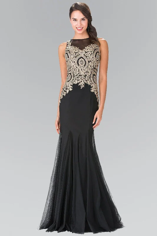 Fashion For Every Occasion Sleeveless Illusion Dress with Lace Applique by Elizabeth K GL2283