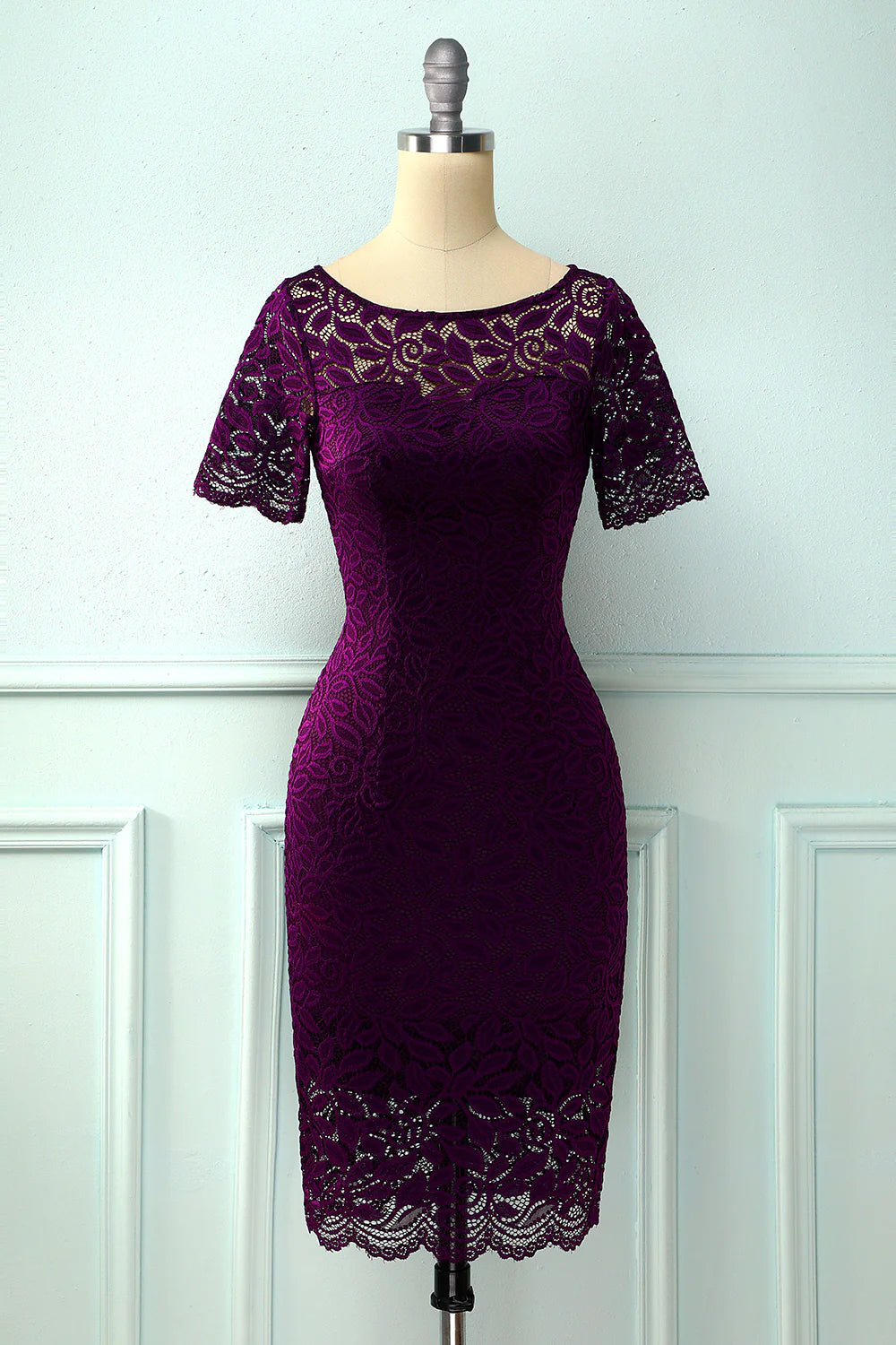 Limited Time Deal Grape Bodycon Lace Dress Mother of Bride Dress