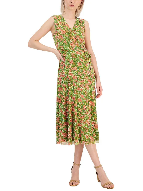 Fashion Deal Womens Floral Midi Wrap Dress