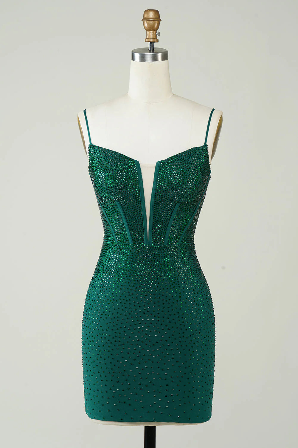 Limited - Edition Drops Amzcw Dark Green Bodycon Spaghetti Straps Short Homecoming Dress with Beading