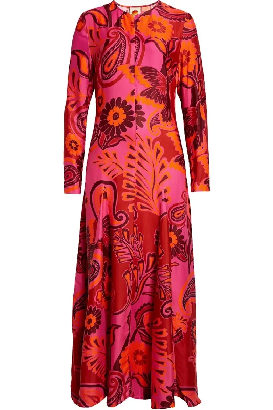 Latest Fashion FARM Rio Women's Bold Floral Pink Long Sleeve Maxi Dress, Bold Floral Pink