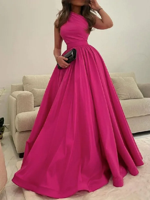 Mother'S Day Special Simple one shoulder satin long prom dress satin long formal dress Y4615