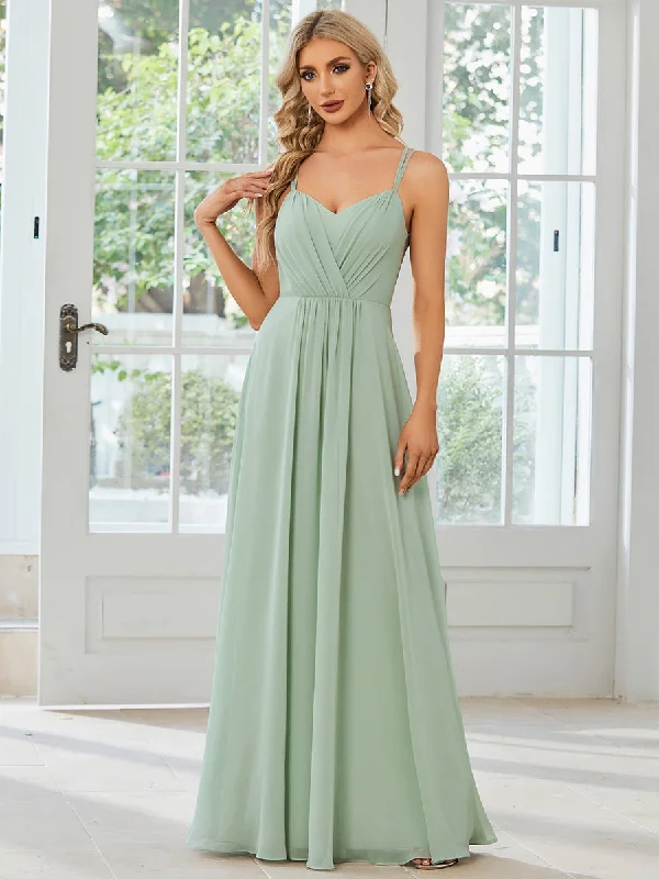 Beat The Heat In Tropical Styles Lace V Back Chiffon Wholesale Bridesmaid Dresses