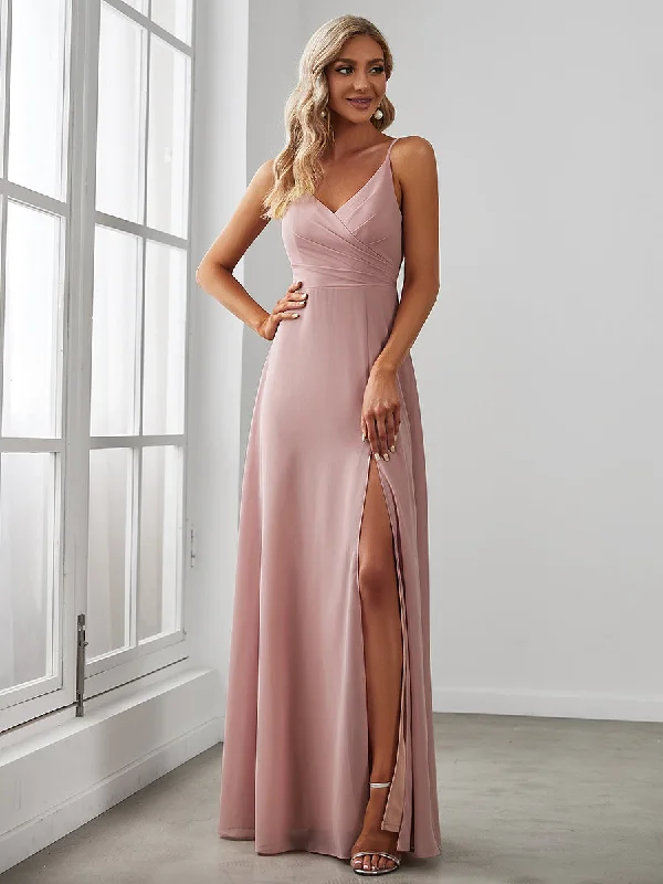 Best-Sellers Elegant Spaghetti Straps Wholesale Chiffon Bridesmaid Dresses