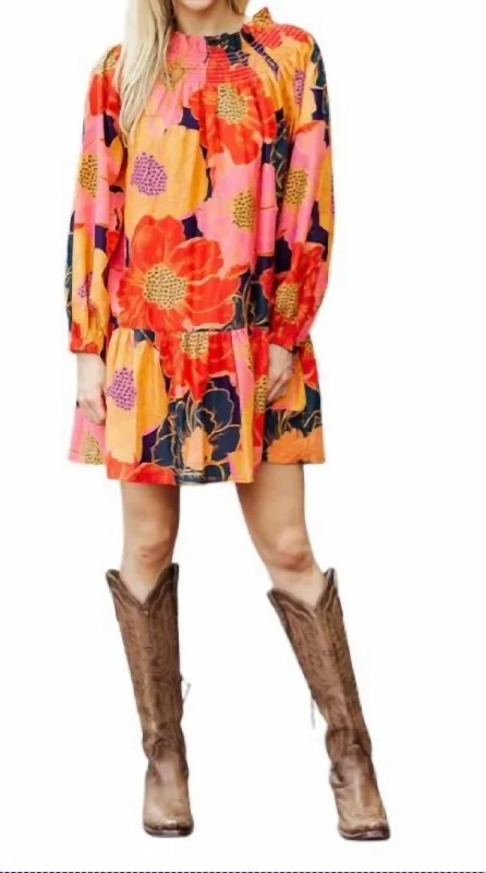 Final Clearance The Cabo Smocked Long Sleeve Dress In Floral