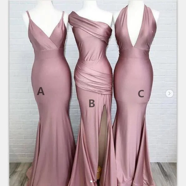 Grab Romantic Date - Night Styles Now Rose Mermaid Elegant Cheap Mismatched Popular Bridesmaid Dresses, PD1026