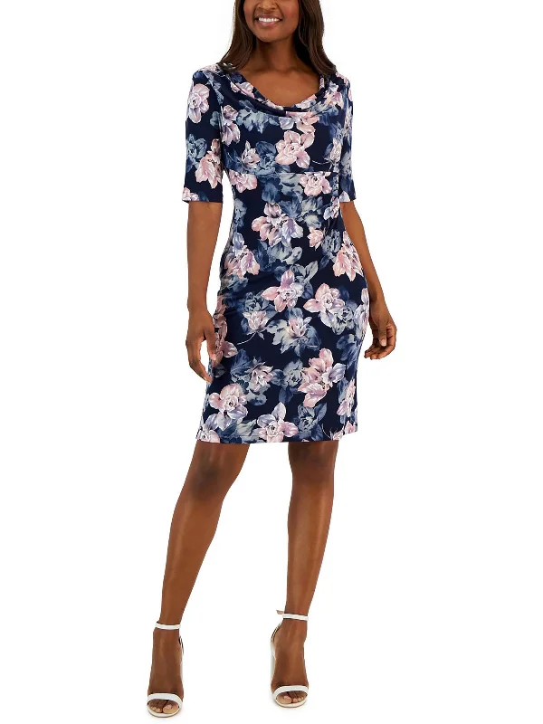 Seasonal Trends Womens Party Floral Print Sheath Dress