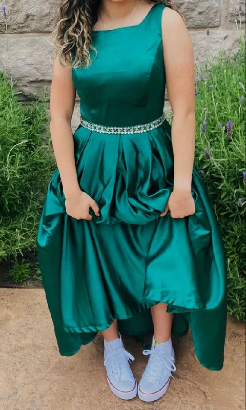 Grab Romantic Date - Night Styles Now Green A-line Satin Long Prom Dress,Senior Prom Dress Y6151