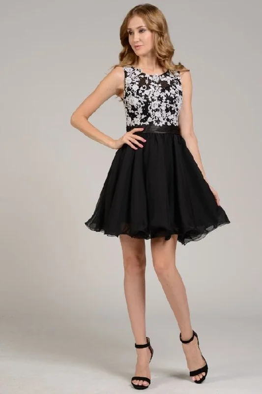 Mid - Week Surprise Short Sleeveless Lace Applique Dress by Poly USA 7064