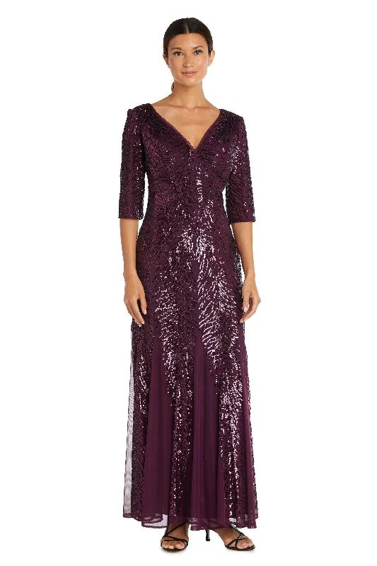 Spring Fashion R&M Richards 7565P Long Formal Petite Beaded Dress