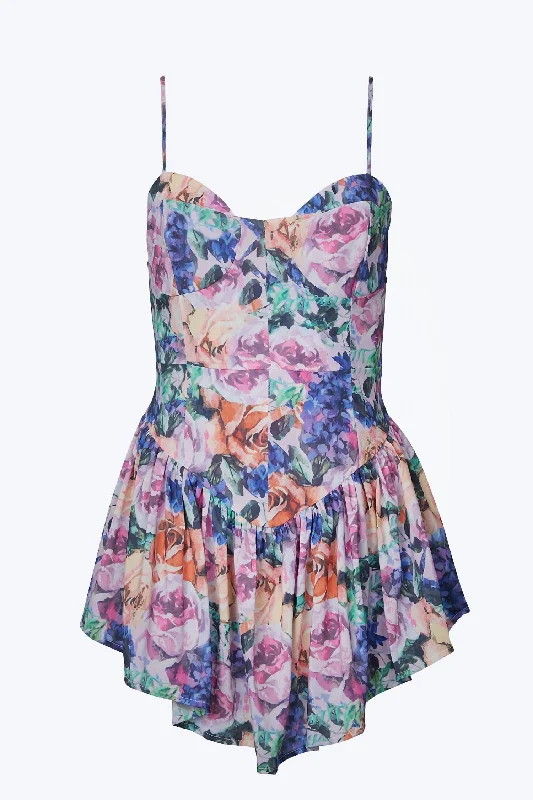 Fashion-Forward Outfits Floral-Print Bustier Chiffon Mini Dress In Multi Floral