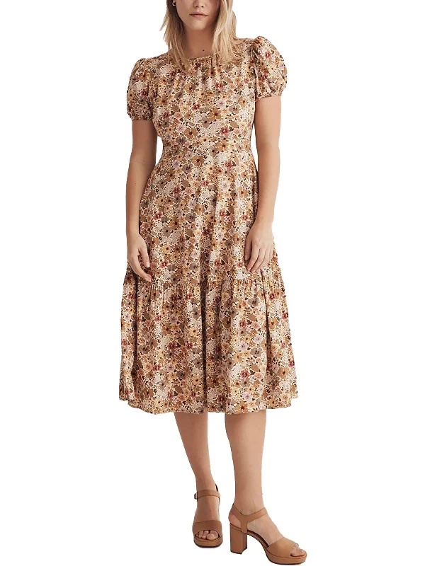 Summer Splash Sale Womens Floral Open Back Midi Dress