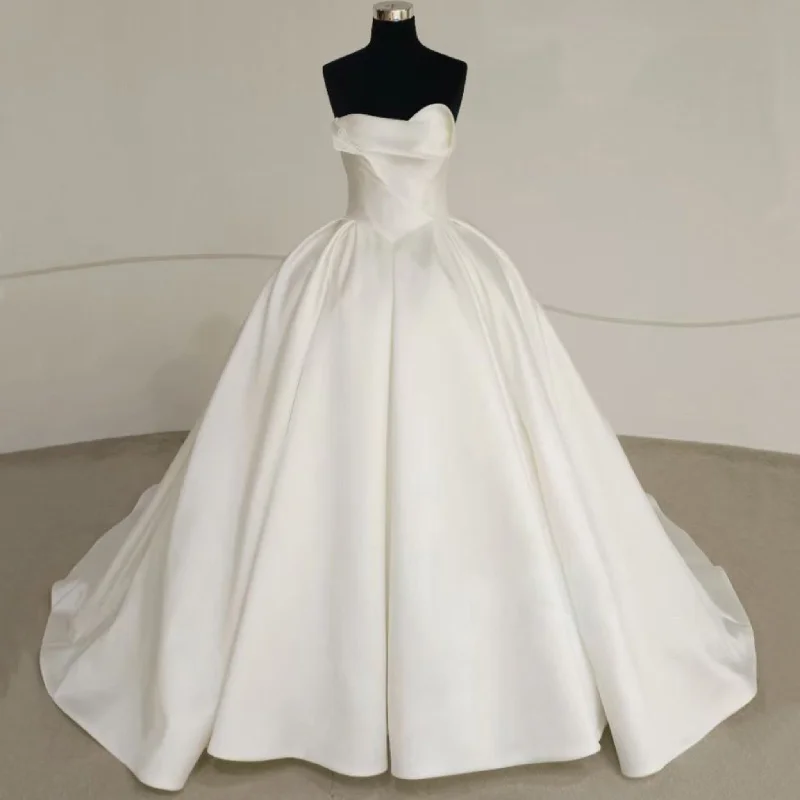 Summer Fashion Simple Satin Princess Bridal Gowns Wedding Dress