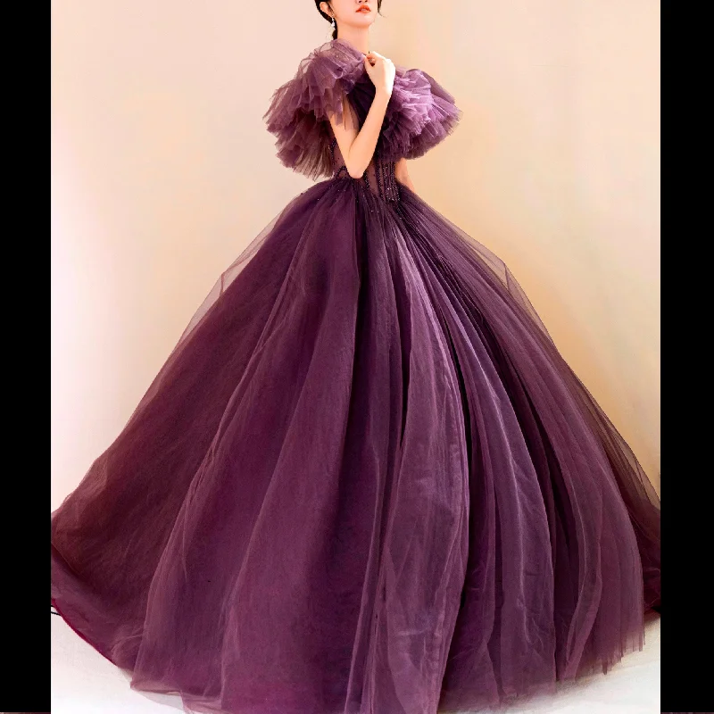 Lighten Up With Nordic Styles Boho Off the Shoulder Purple Wedding Dress for Women