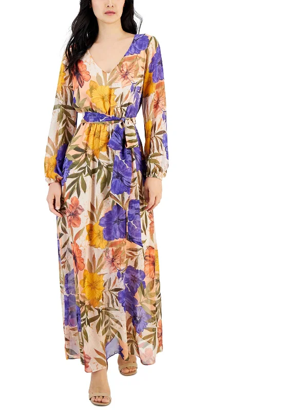 Last Chance Sale Womens Chiffon Floral Maxi Dress