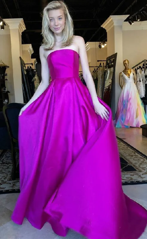 Mid - Season Sale Strapless Fuchsia Long Ball Gown  Prom Dresses   cg13894