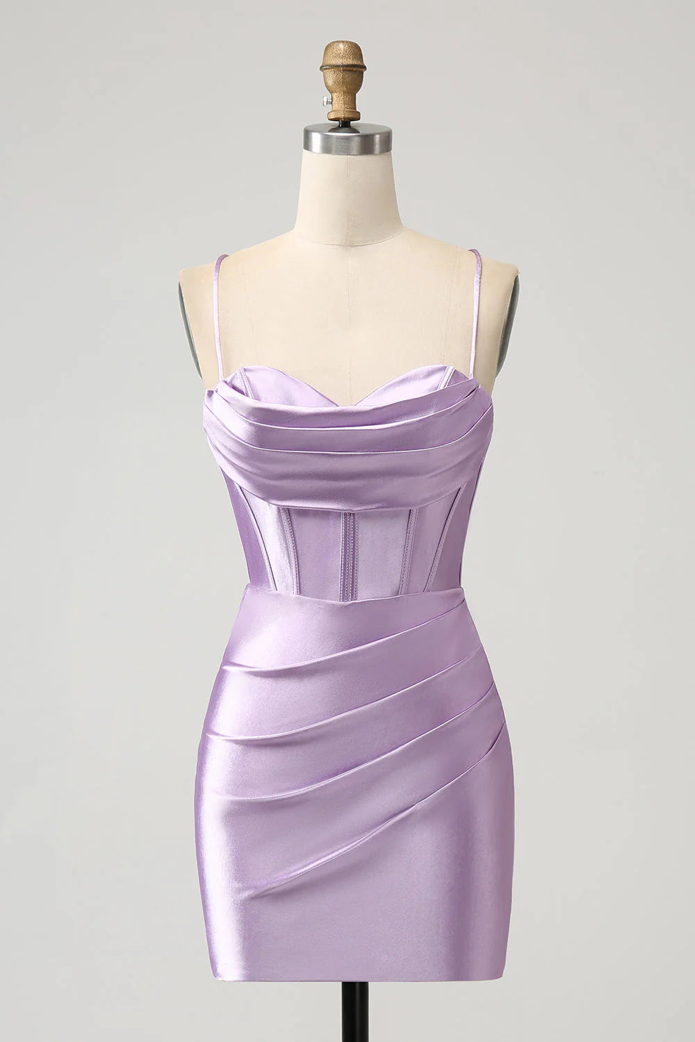 Great Prices On Feminine Styles Amzcw Lilac Bodycon Spaghetti Straps Corset Satin Short Homecoming Dress