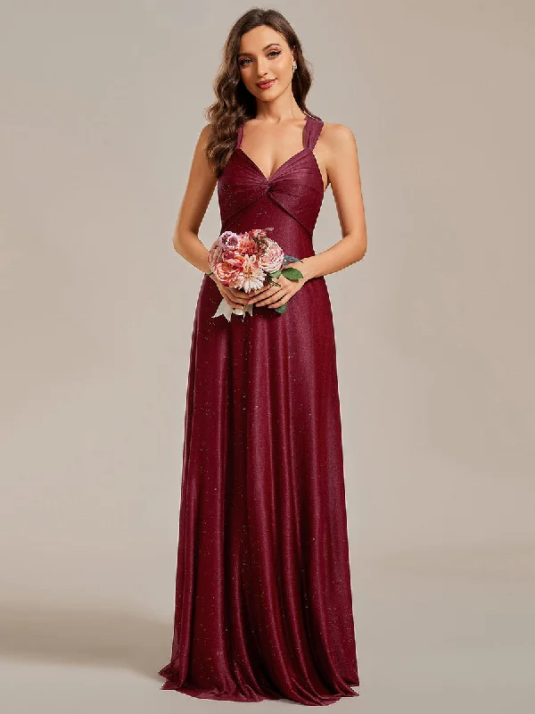 Limited - Stock Sparkly Pleated Twist Wholesale Bridesmaid Dresses