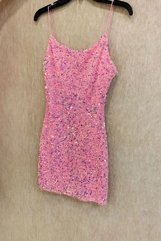 Seasonal Fashion Pink Sequin Homecoming Dress 16Th Birthday Bodycon Dresses    S2565