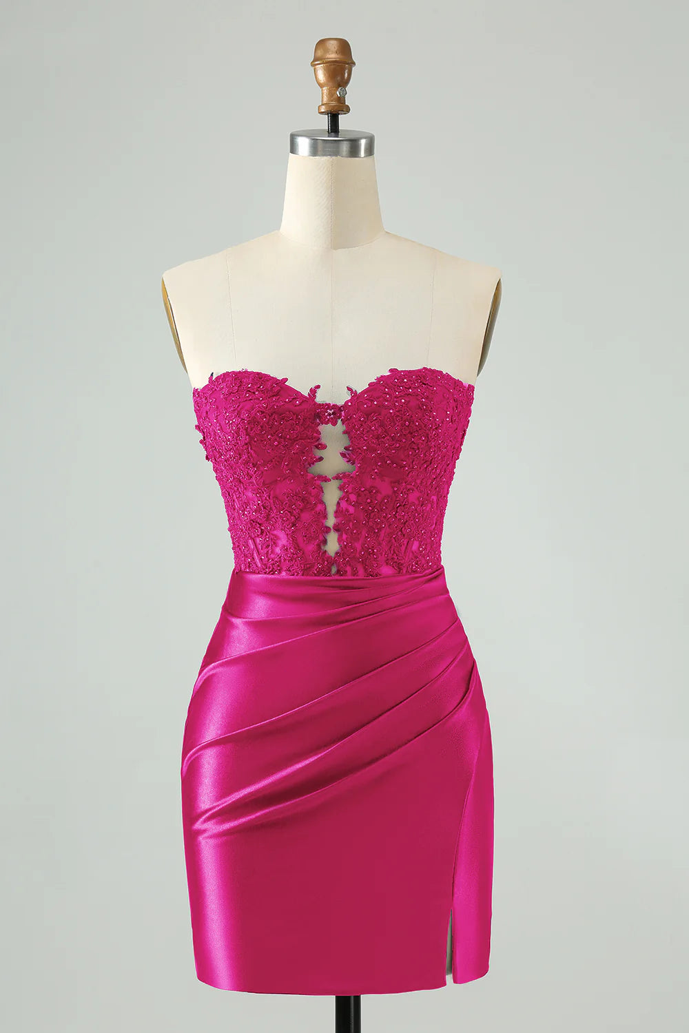 Spring Fashion Amzcw Sexy Bodycon Fuchsia Sweetheart Corset Hollow Out Beaded Short Homecoming Dress