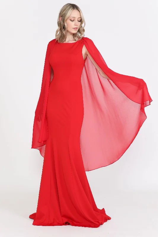 Lighten Up With Nordic Styles Fitted Long Sleeveless Cape Dress 8566