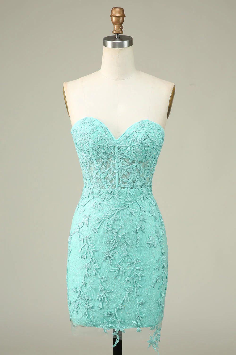 Seasonal Sale Amzcw Bodycon Light Green Sweetheart Corset Short Homecoming Dress with Appliques