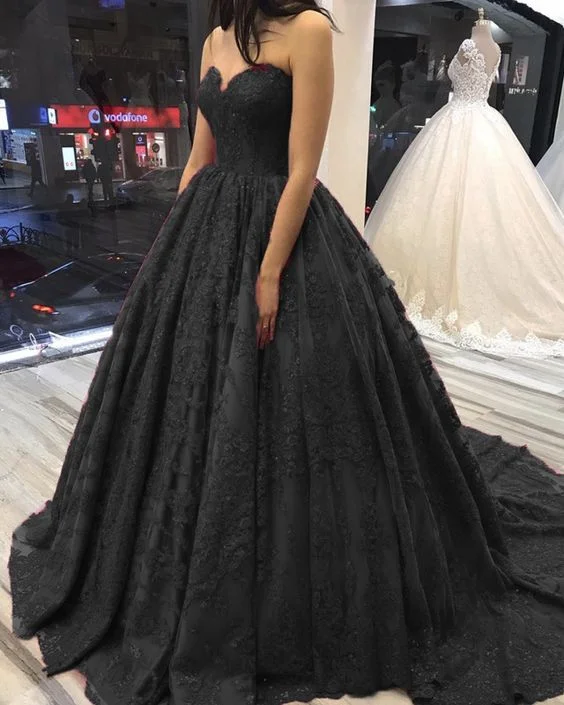 Fashion Sale black lace sweetheart ball gown prom Dresses      cg23016