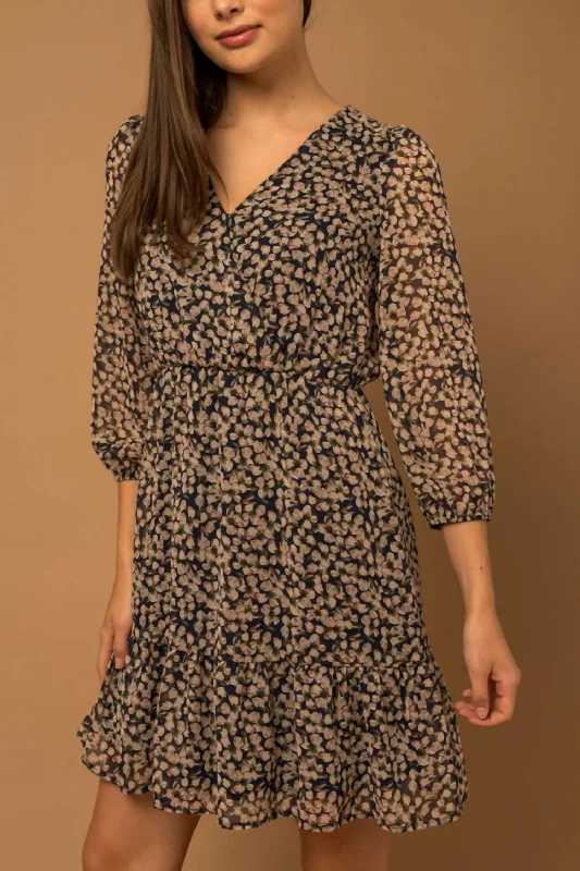 Last Chance Sale Wrap Mini Dress In Navy/taupe Floral