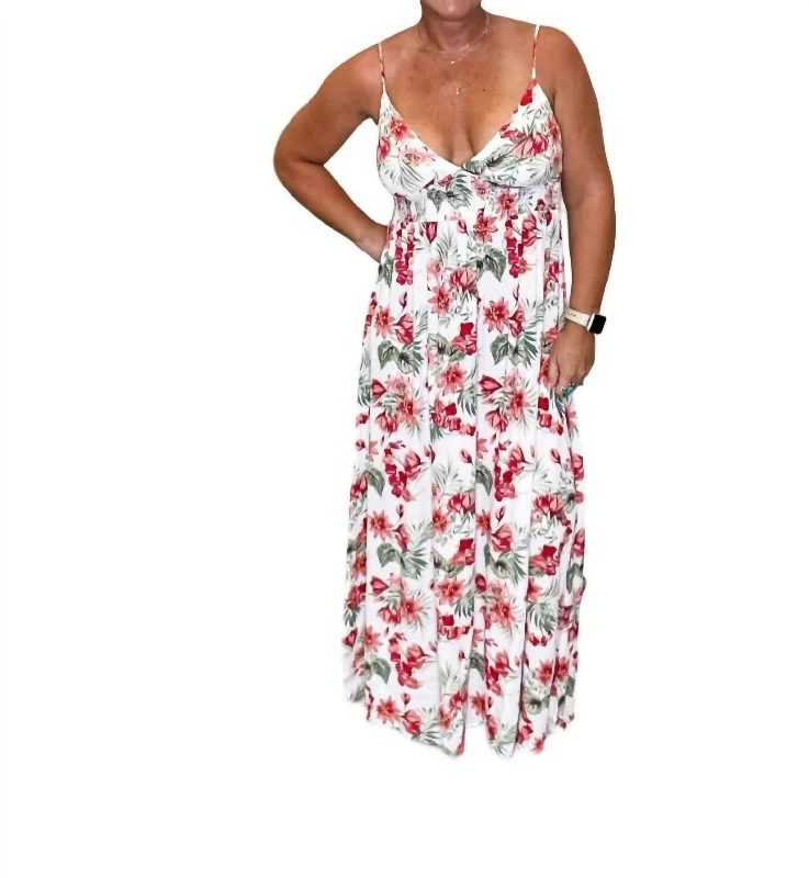 Limited Time Deal Floral Long Maxi Dress In White