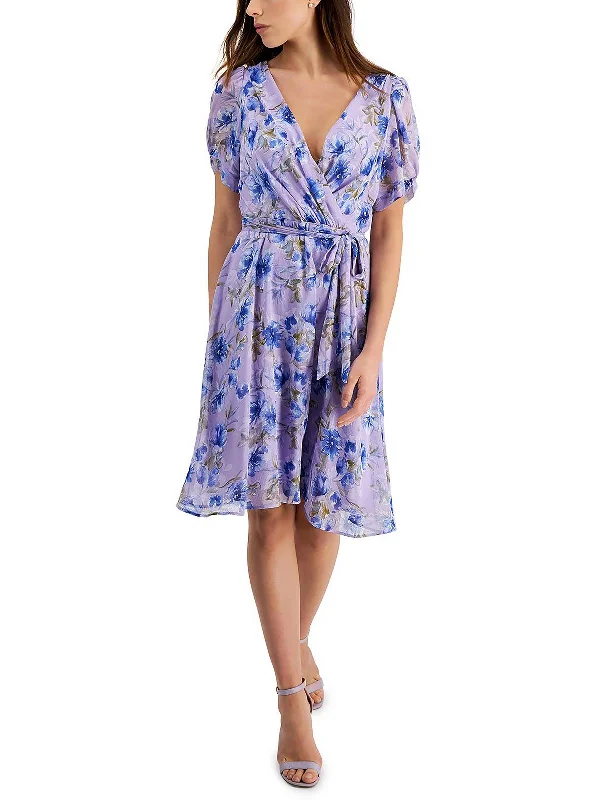 Elegant Style Womens Chiffon Floral Cocktail and Party Dress