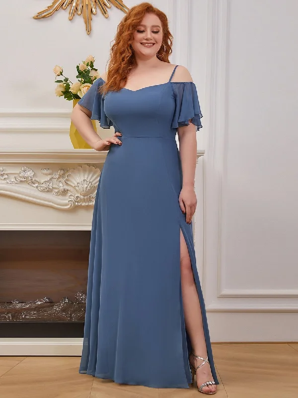 Limited Styles Plain Solid Color Plus Size Wholesale Chiffon Bridesmaid Dress