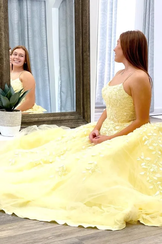 Great Deals On Ethnic Cultural Wear princess A-line yellow lace appliques long prom dress ball gown     cg20911